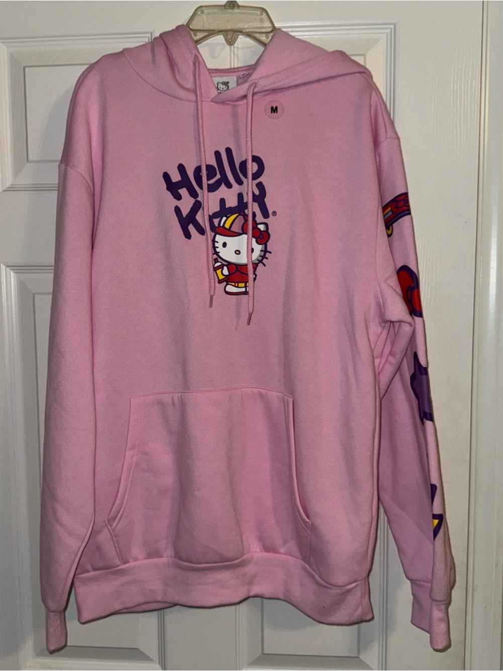 Hello Kitty Pink Pullover Hoodie with Character Graphic